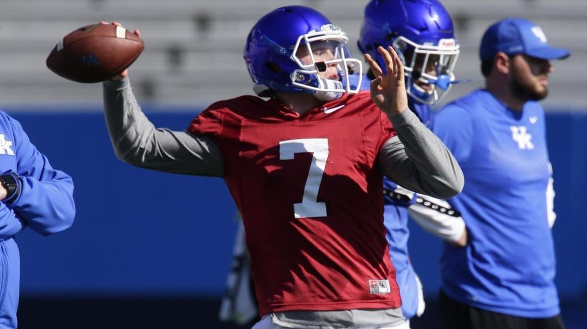 UK quarterback Drew Barker during spring football practice on Saturday March 26, 2016. in Lexington.