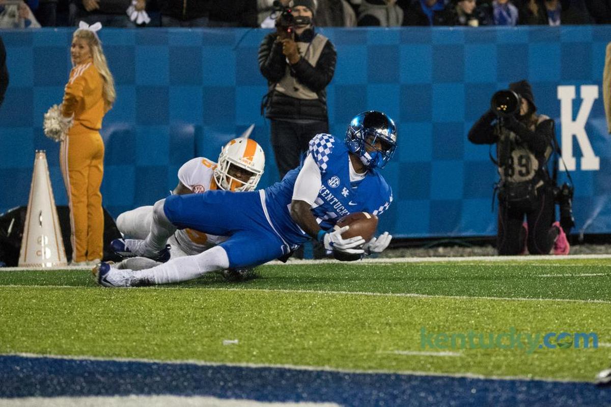 Kentucky wide receiver Tavin Richardson (11) caught three passes for 52 yards last year against Tennessee and played a big role in UK’s 29-26 win over UT.