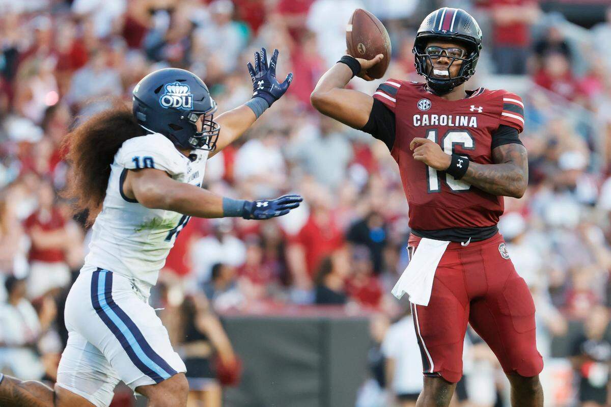 South Carolina quarterback LaNorris Sellers completed just 10 of 23 passes for 114 yards in the season opener.
