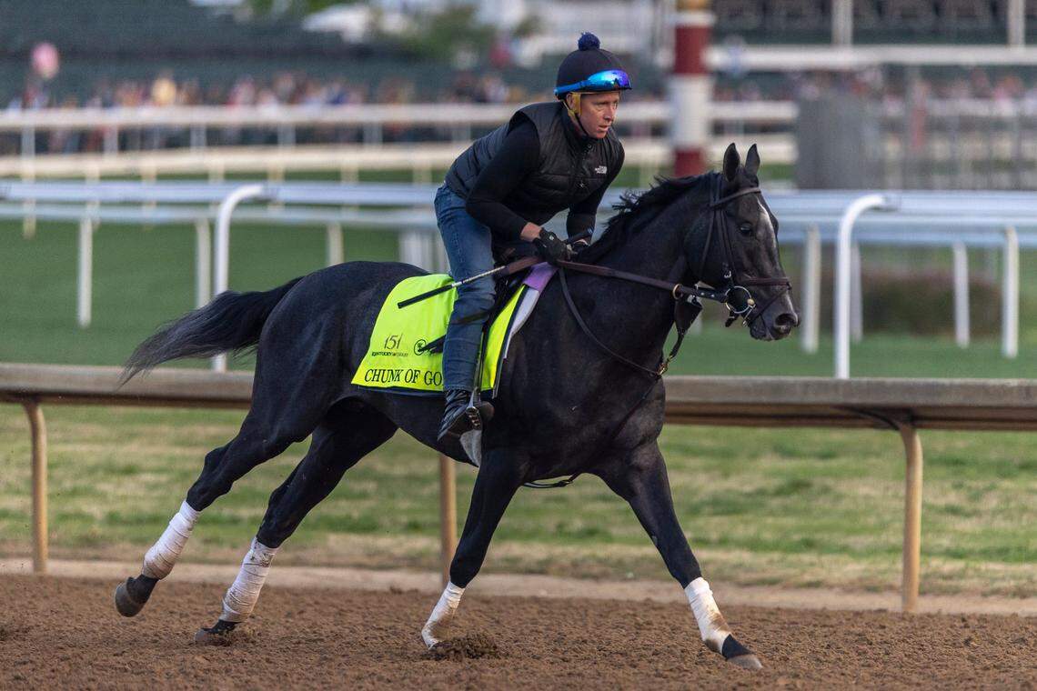 Kentucky Derby hopeful Chunk of Gold runs at Churchill Downs on Monday.