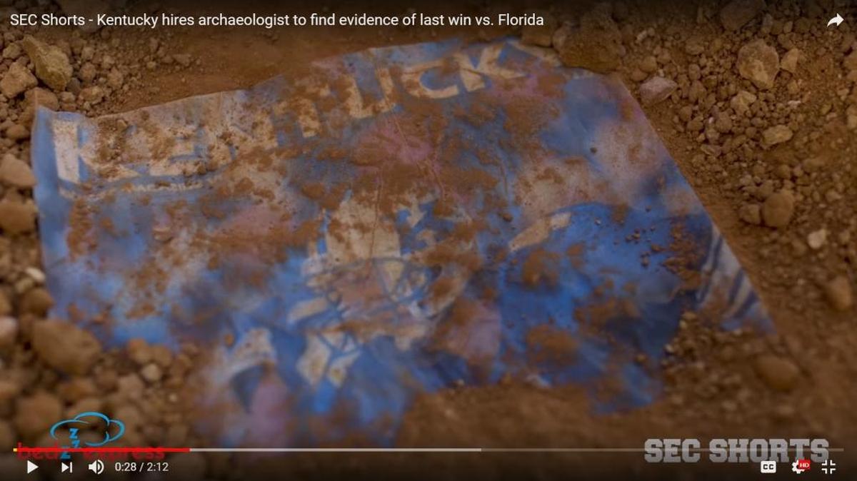 An SEC Shorts video on YouTube.com chronicles the “search for evidence Kentucky has ever beaten Florida in football.”