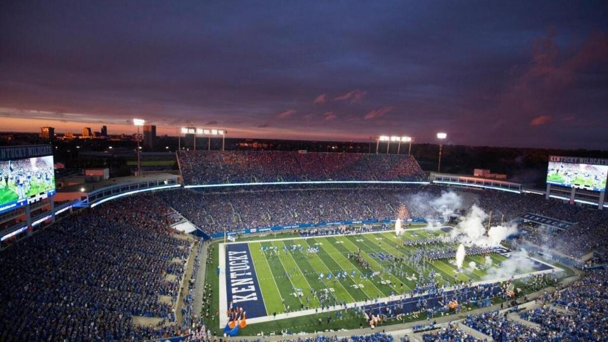 The sun set as UK took the field. UK hosted Florida at Commonwealth Stadium in Lexington, KY. on Saturday September 19, 2015.