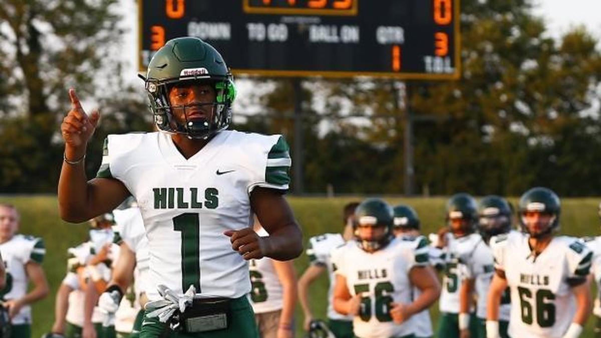 Western Hills’ Wandale Robinson leads the team off the field before their game against Woodford County in September.