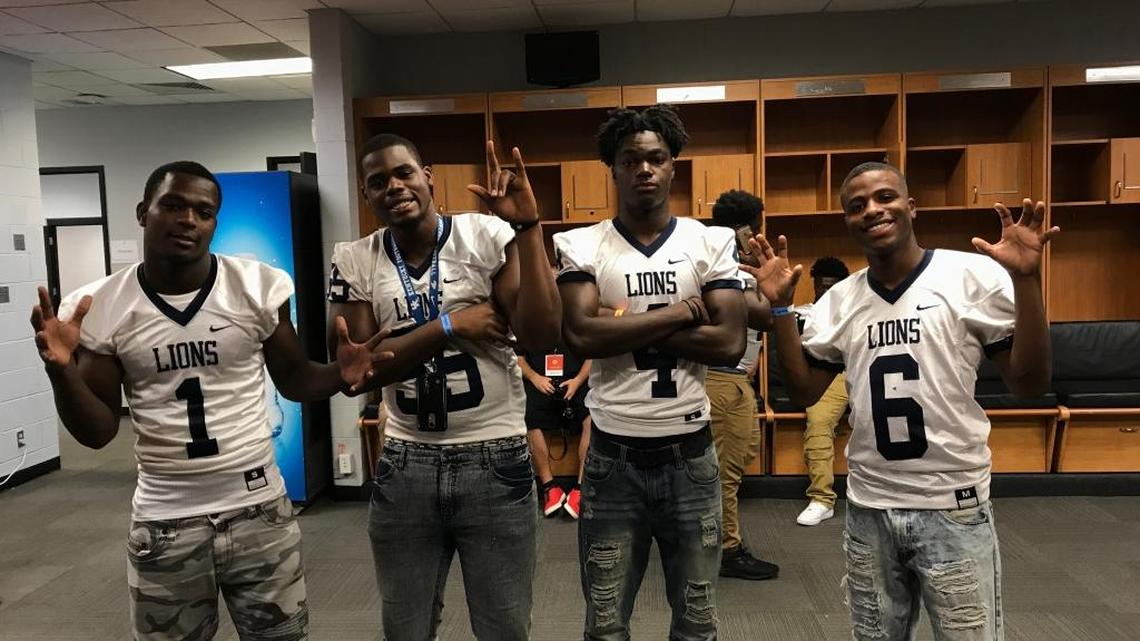 Chaminade-Madonna (Fla.) football players (from left): Keontra Smith, Davoan Hawkins, Marvin Alexander and Akeem Hayes were all committed to Kentucky last summer.