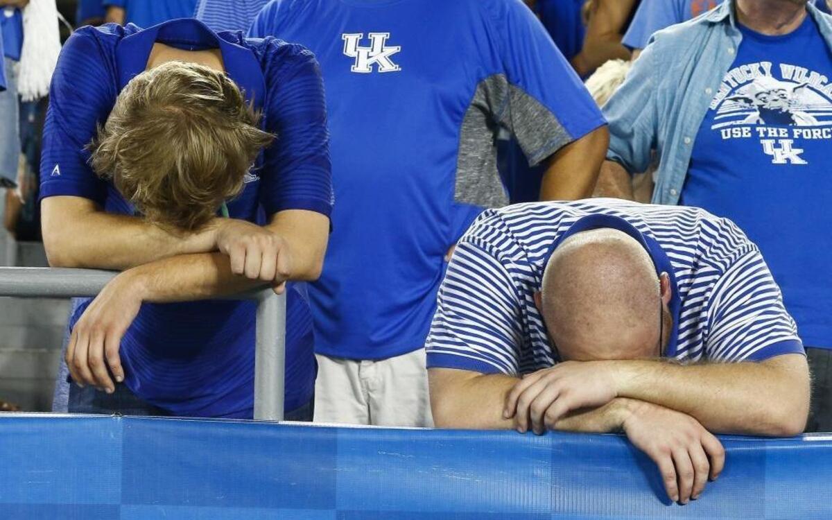 Kentucky fans at Kroger Field appeared dejected late in the fourth quarter against the Florida Gators. Florida beat Kentucky 28-27.