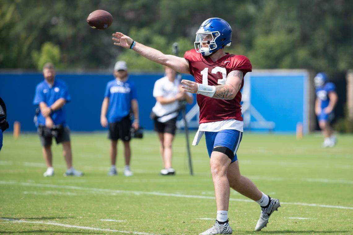 Quarterback Devin Leary will make his Kentucky debut against Ball State, playing for the first time since suffering a torn pectoral muscle in October 2022.