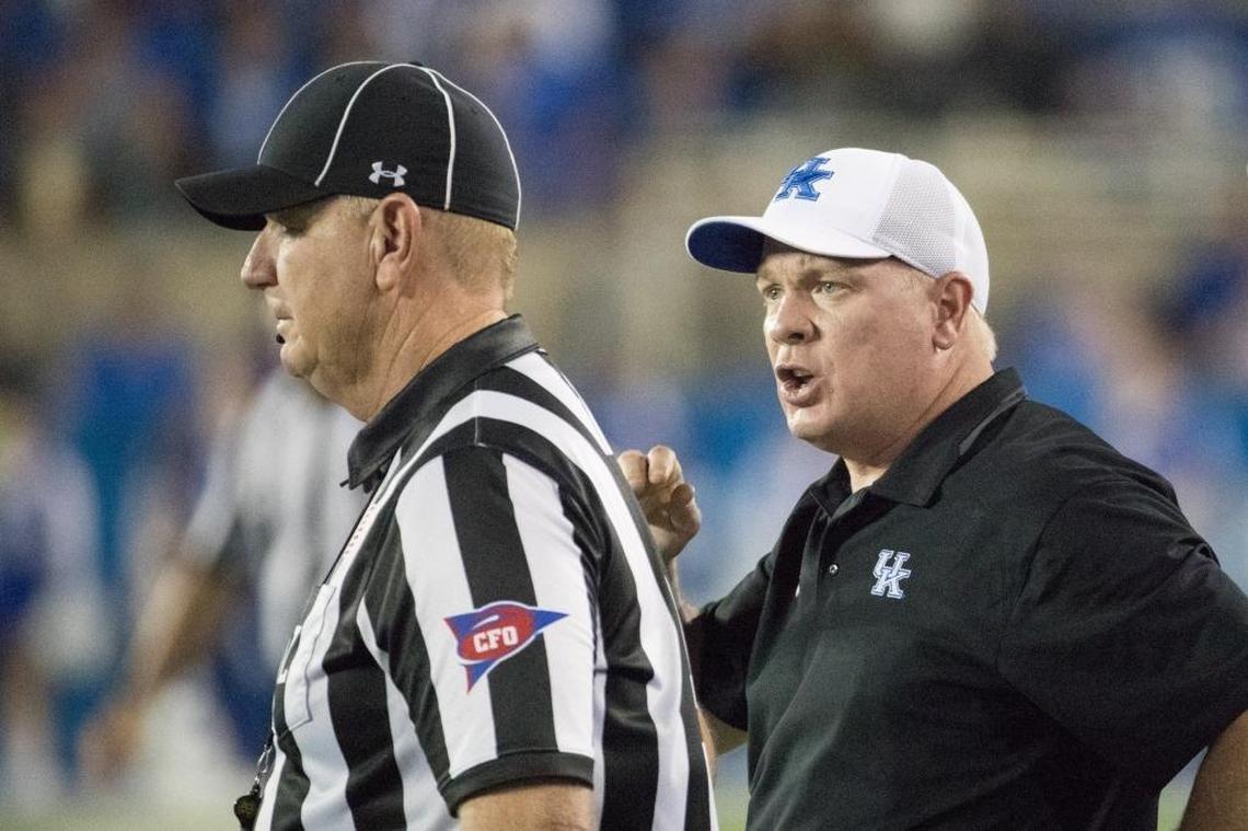Kentucky head coach Mark Stoops was unhappy with a call as UK hosted Florida at Kroger Field on Saturday.