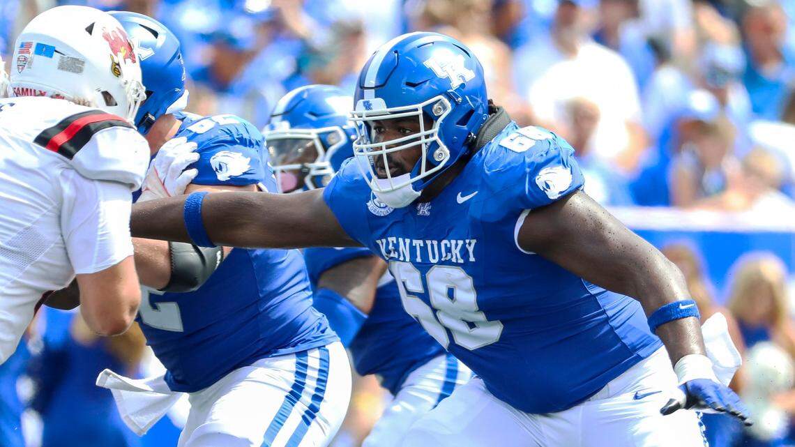 Offensive guard Kenneth Horsey has played in 38 games with 34 starts across six seasons at Kentucky.