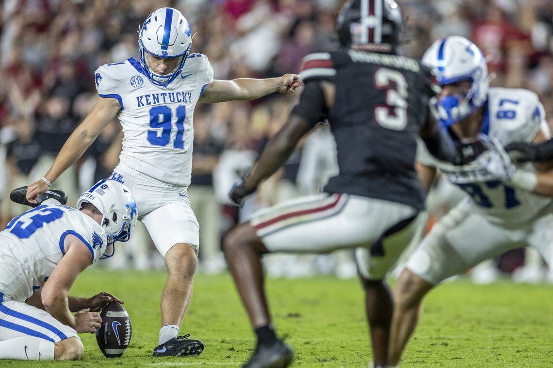 Redshirt freshman Jacob Kauwe is 8-for-8 on field goal attempts and 12-for-12 on extra points in his first season as the Wildcats’ primary kicker.