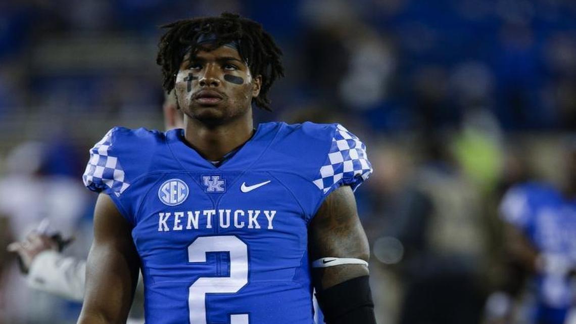 Kentucky Wildcats wide receiver Dorian Baker (2) leaves the field after Georgia defeats Kentucky 27-24 on Saturday November 5, 2016.