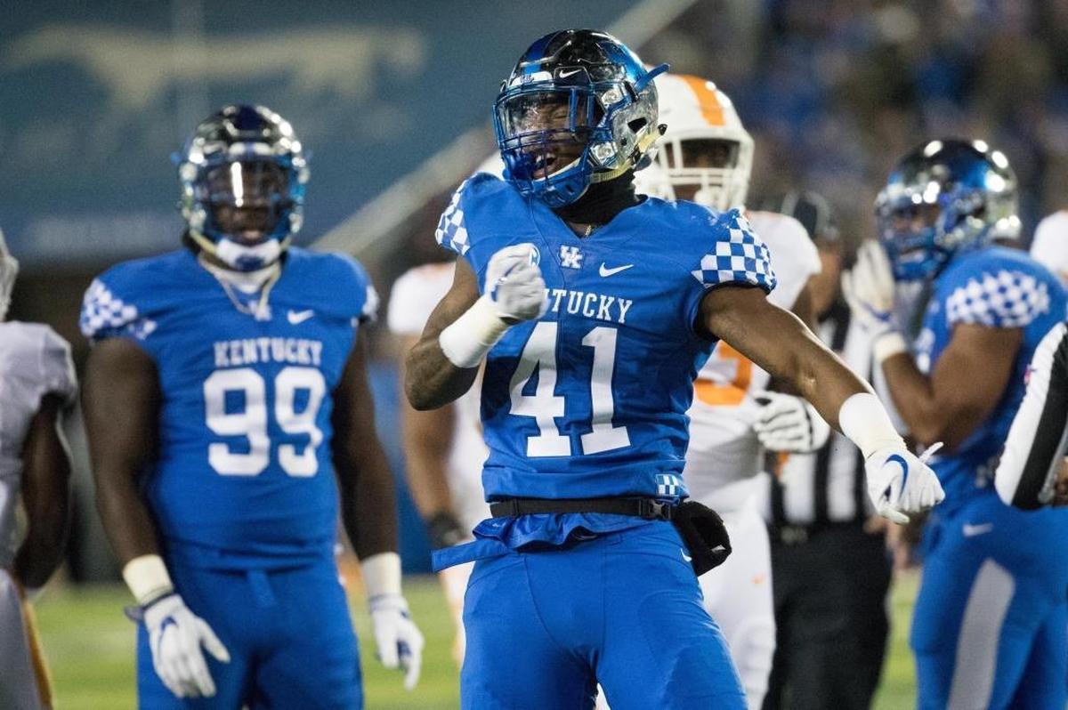 Kentucky pass-rush specialist Josh Allen (41) would need 13 sacks to break the UK single-season record set by Dennis Johnson in 2001.