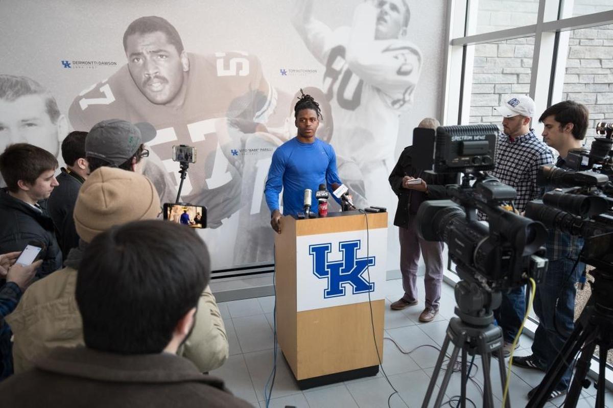 Quarterback Terry Wilson was one of five UK football mid-year enrollees who spoke with the media on Tuesday.