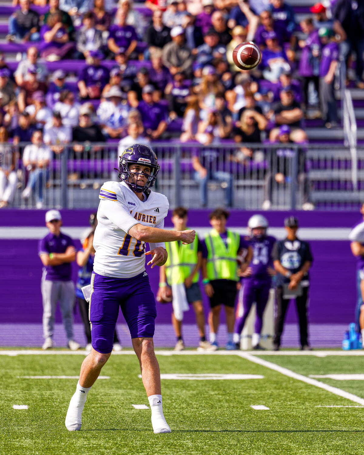 Quarterback Callum Wither threw for 3,124 yards, 29 touchdowns and eight interceptions in 10 games for Wilfrid Laurier University in Ontario, Canada in 2025.