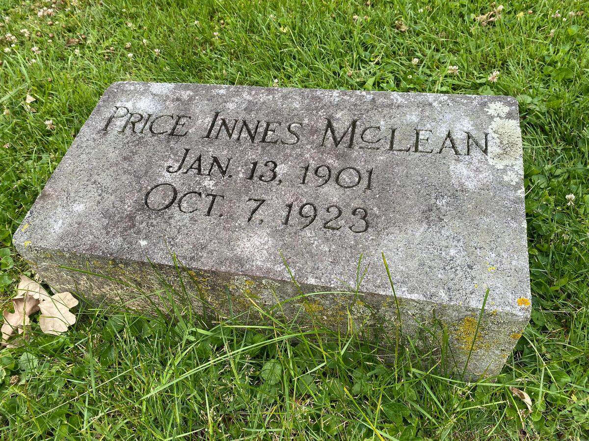 A headstone marking the grave of former Kentucky football player Price McLean, who died as a result of injuries sustained in a 1923 game, still rests at the Lexington Cemetery.
