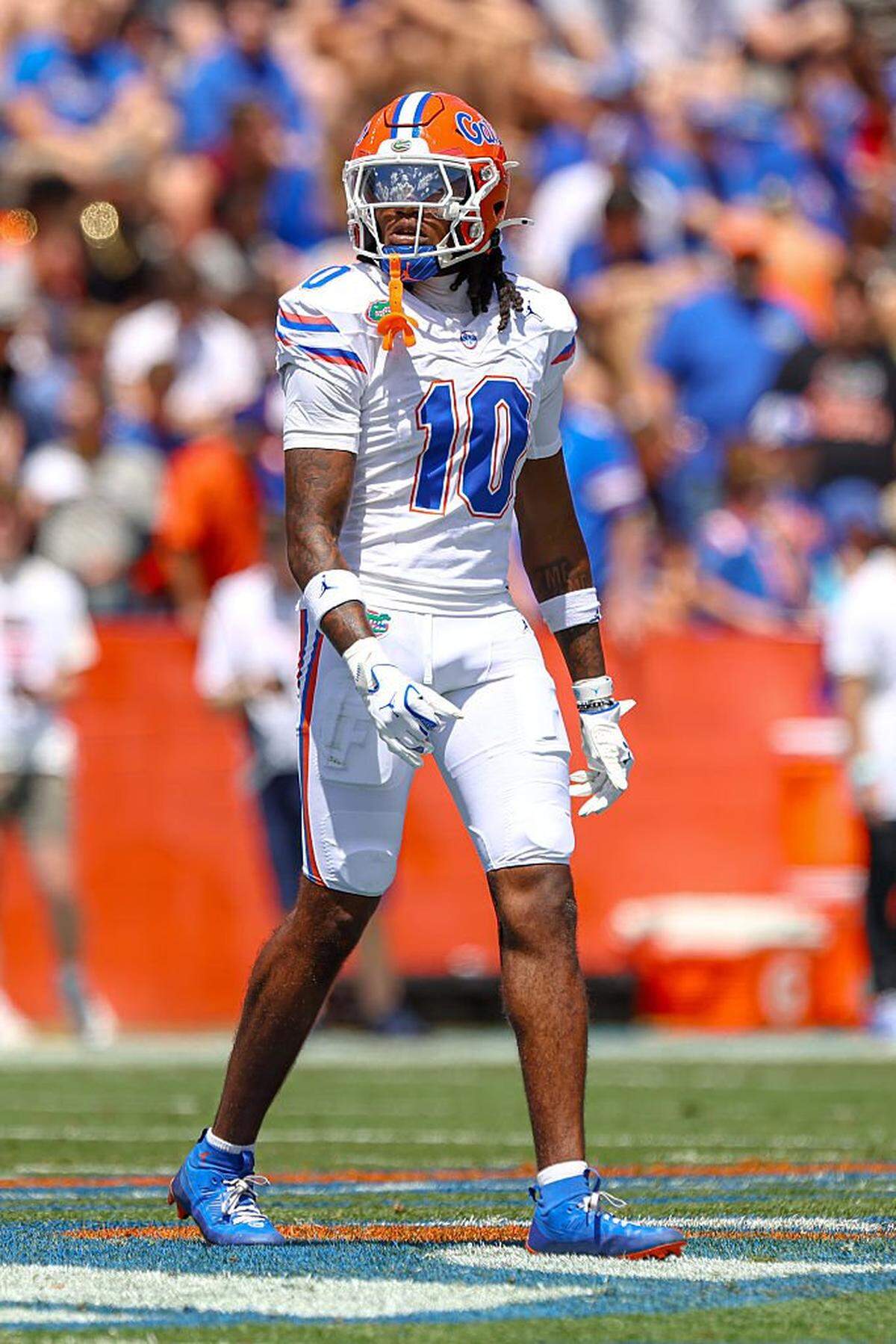 Cam Dooley Florida Gators, a transer from Kentucky, looks on during the Orange and Blue Game at Ben Hill Griffin Stadium on April 11, 2026, in Gainesville, Florida. 