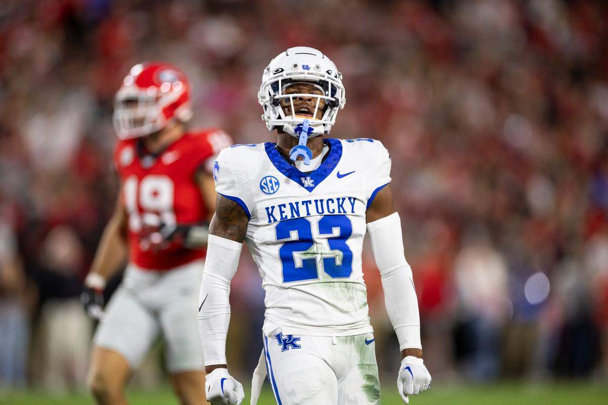 The Athletic ranks Kentucky football cornerback Andru Phillips as a top-70 prospect in the 2024 NFL draft.