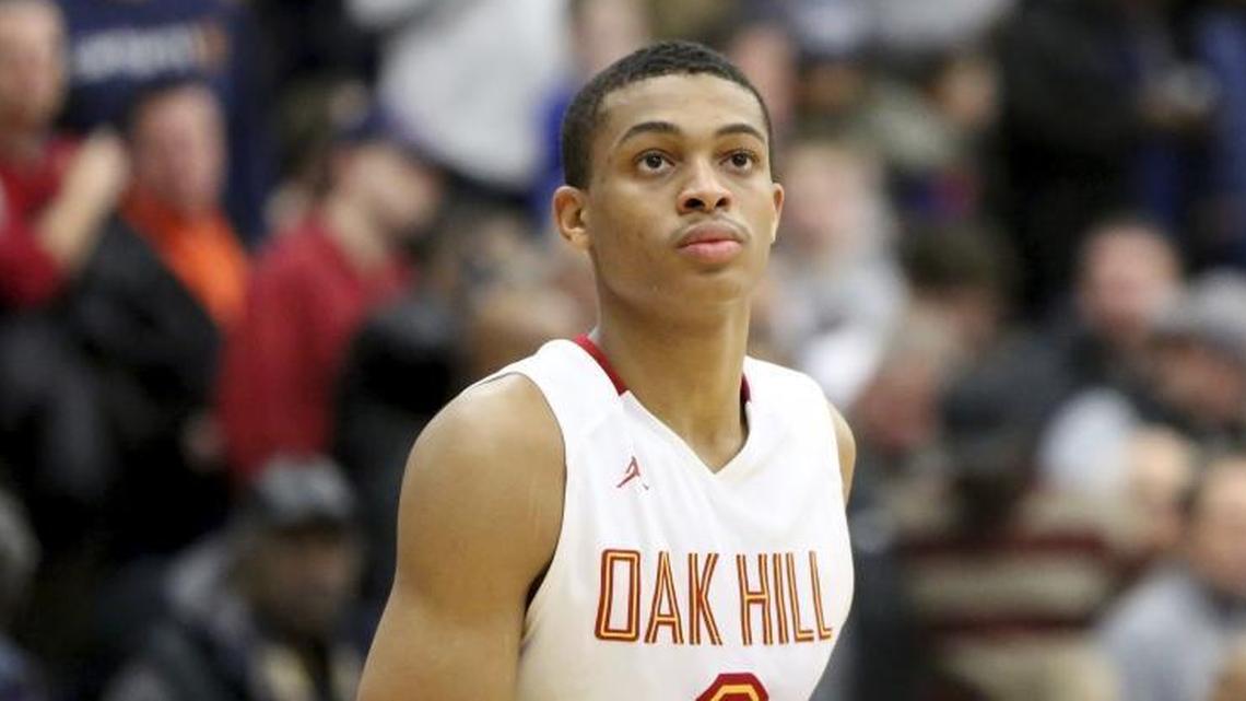 Keldon Johnson warmed up with his Oak Hill team during the high school basketball season. A University of Kentucky signee, Johnson had eight points and three rebounds in his West squad’s 131-128 comeback win in Wednesday’s McDonald’s All-American game.