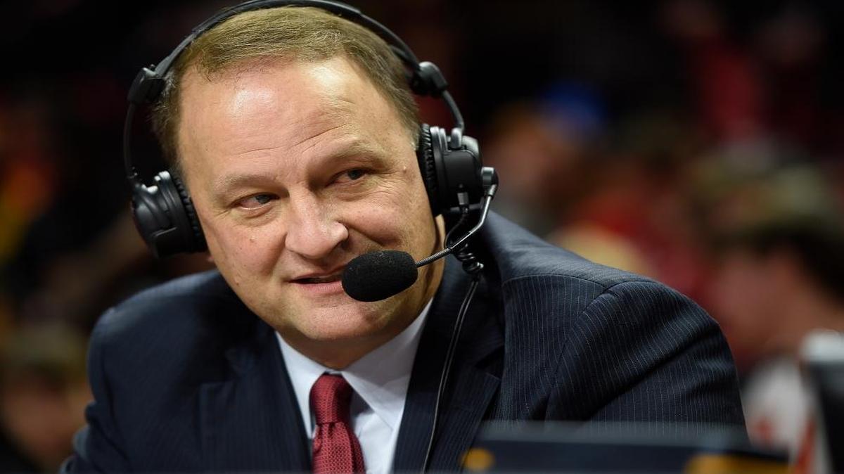 ESPN analyst Dan Dakich awaits the start of the Maryland and Indiana NCAA college basketball game, Tuesday, Jan. 10, 2017 in College Park, Md. Dakich claimed to have inside knowledge of the status of Louisville’s NCAA appeal on his radio program Wednesday.