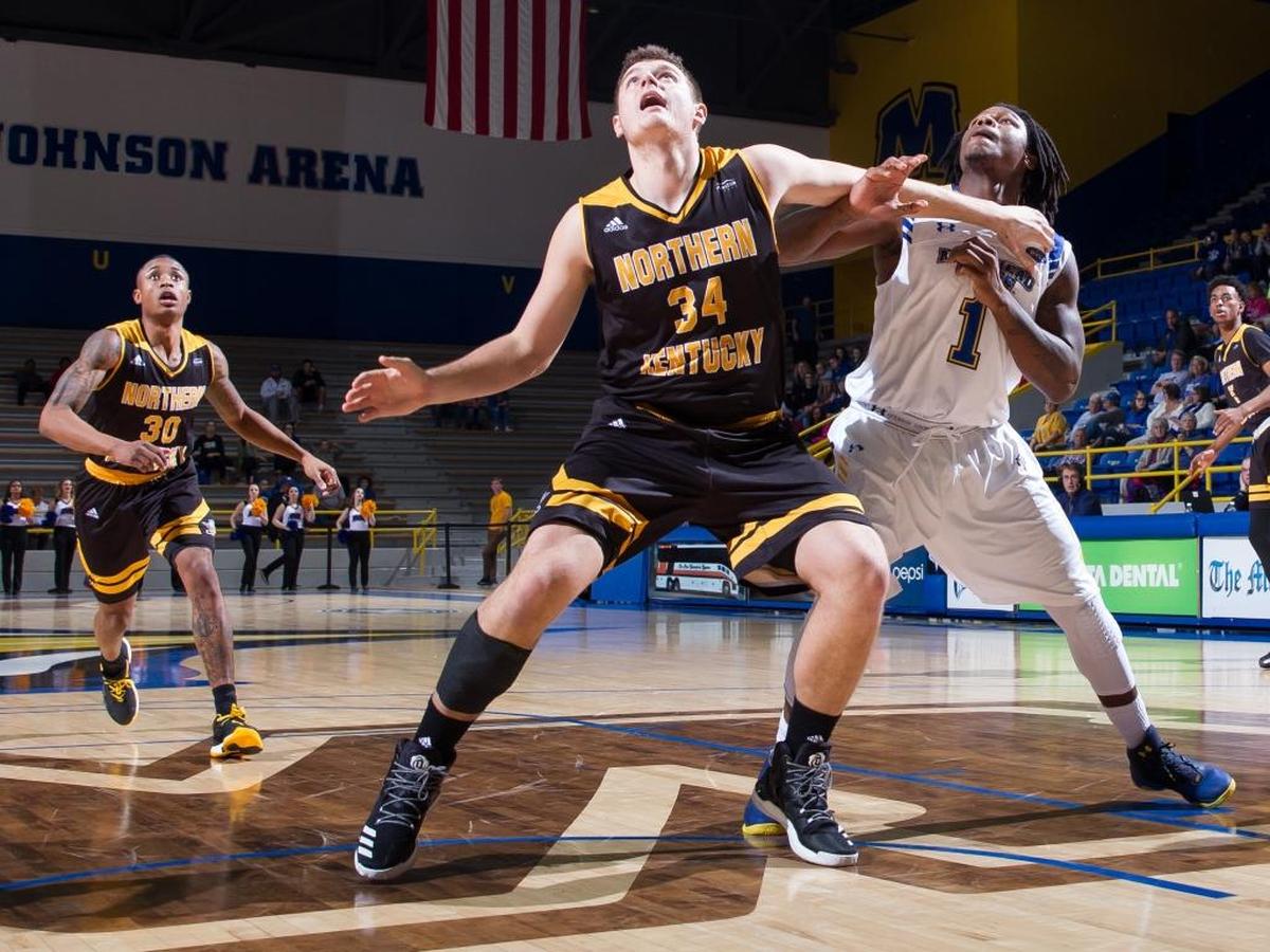 Northern Kentucky forward Drew McDonald (34) ended his Norse career with 2,066 points and 1,081 rebounds.