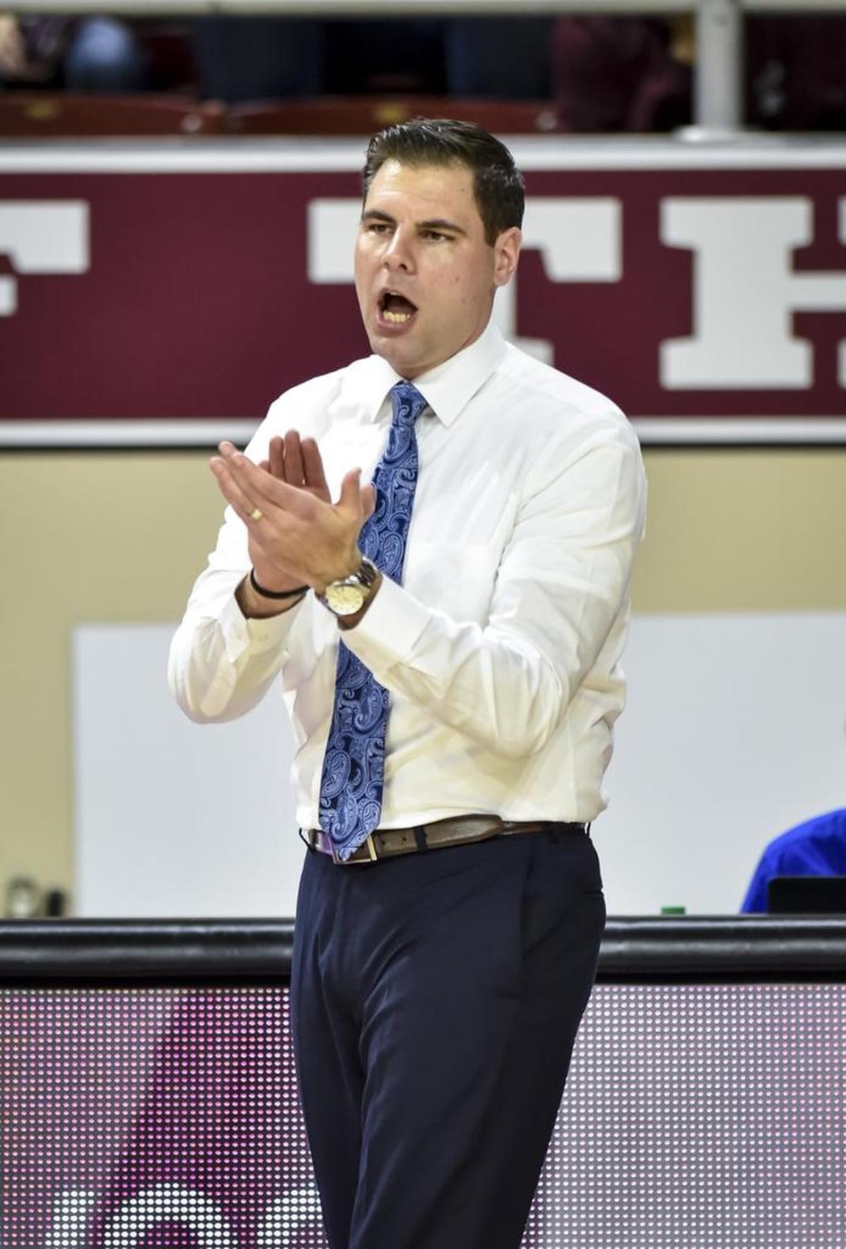 Morehead State head coach Preston Spradlin cheered on his team against Eastern Kentucky. Spradlin went 12-9 after taking over from Sean Woods early last season but his young Eagles are 6-19 this season.