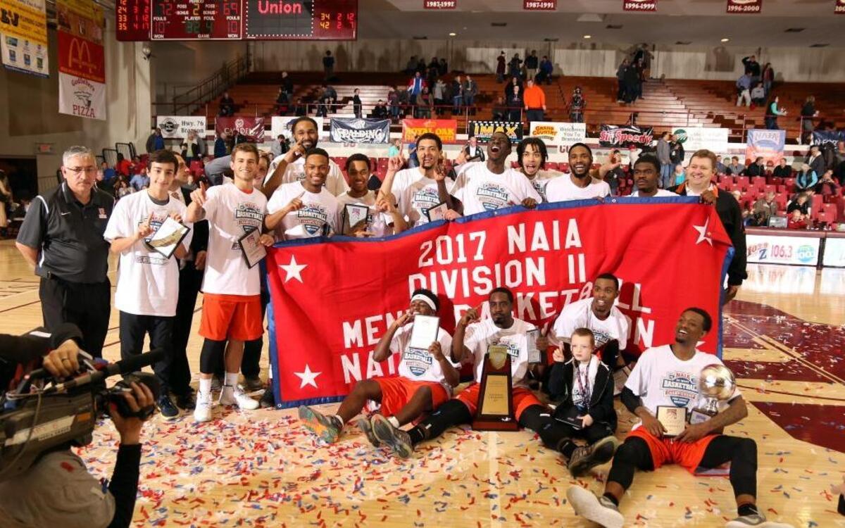 Union’s men’s basketball team celebrated its NAIA Division II national championship.