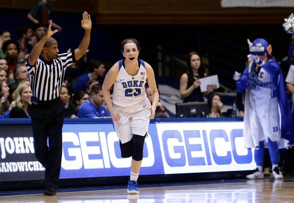 Duke’s Rebecca Greenwell celebrated a basket against Notre Dame on Feb. 4.