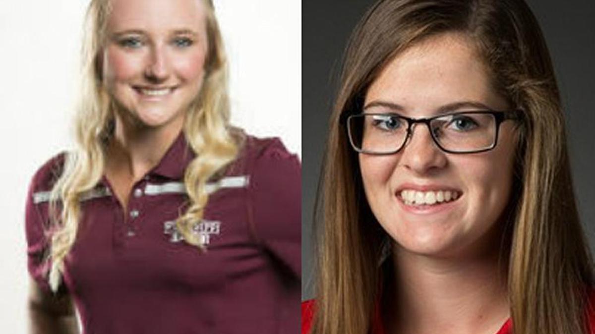 Elsa Moberly, left, and Ellen Kehoe tied for first place in qualifying Monday at the Women’s State Amateur in Elizabethtown.