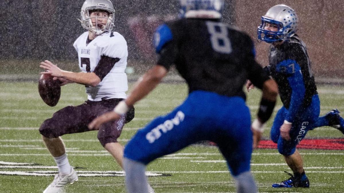 Pulaski County quarterback Riley Hall looked to pass during his team’s 14-7 victory over Graves County in the Class 5A state championship game in Bowling Green on Dec. 5, 2014.
