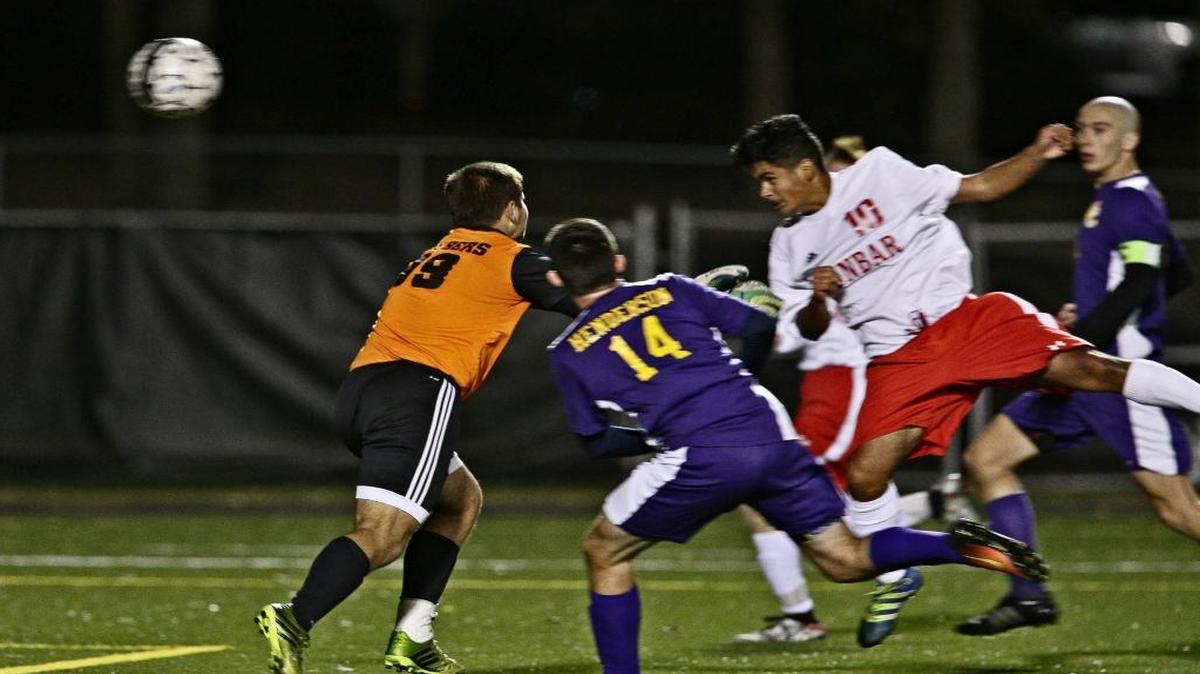 Paul Laurence Dunbar’s Edward Navarro (10) headed in a goal against Campbell County on Tuesday night in Lexington. He scored twice in the match.