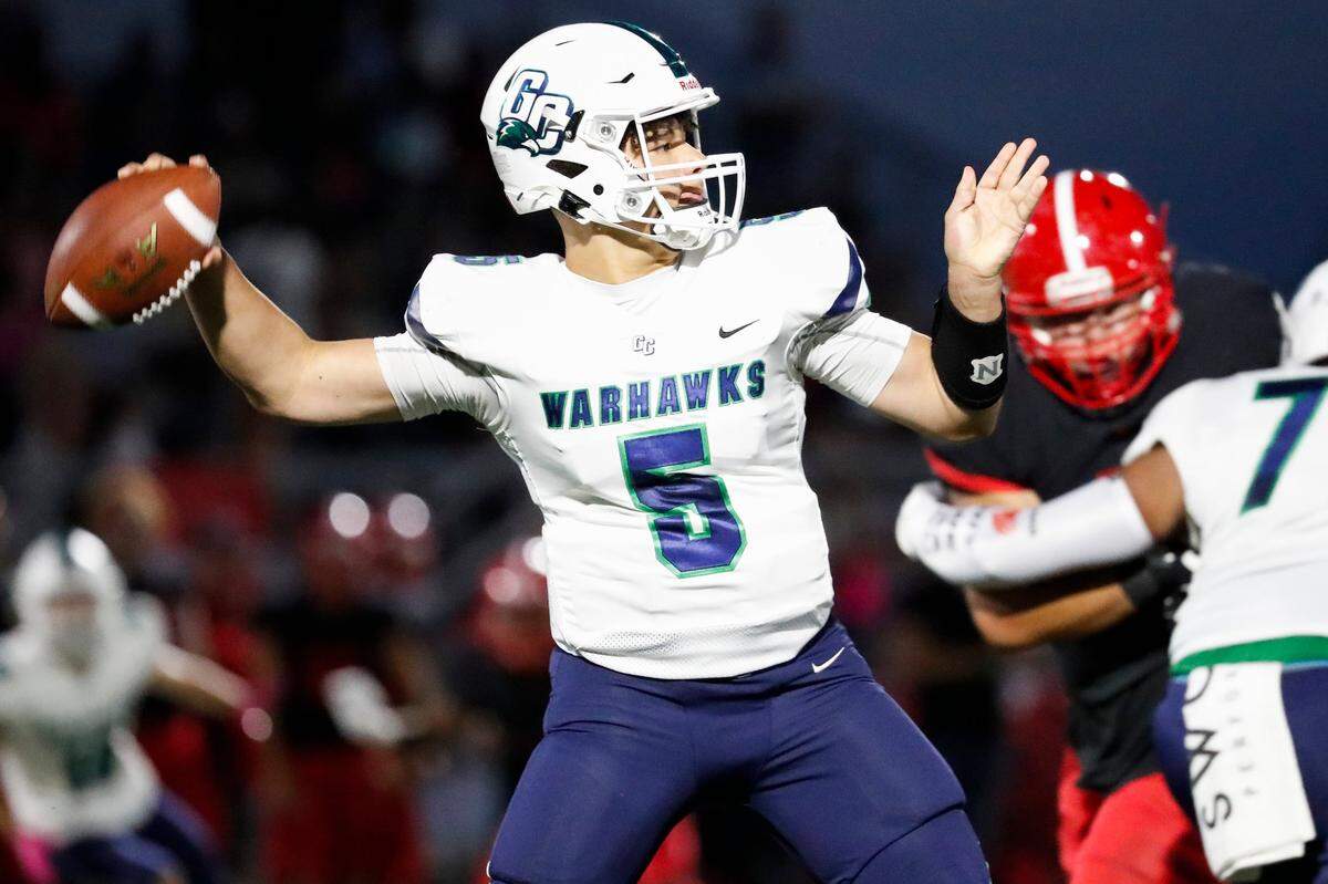 Great Crossing’s Gabe Nichols (5) passes the ball during a game against Scott County last season.