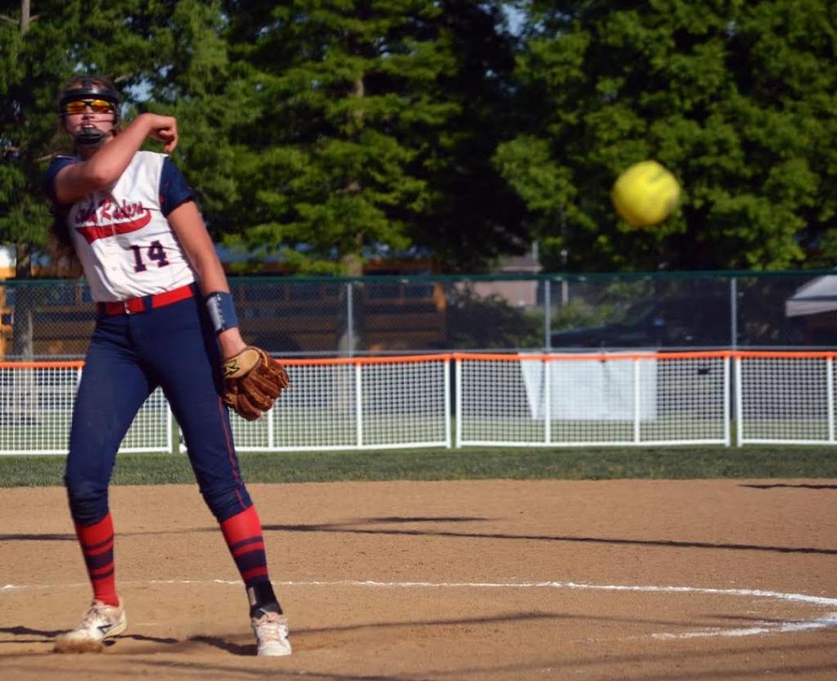 East Carter junior Montana Fouts pitched against Woodford County during an elimination game in the KHSAA Softball State Tournament on Friday, June, 9, 2017 in Owensboro, Ky.