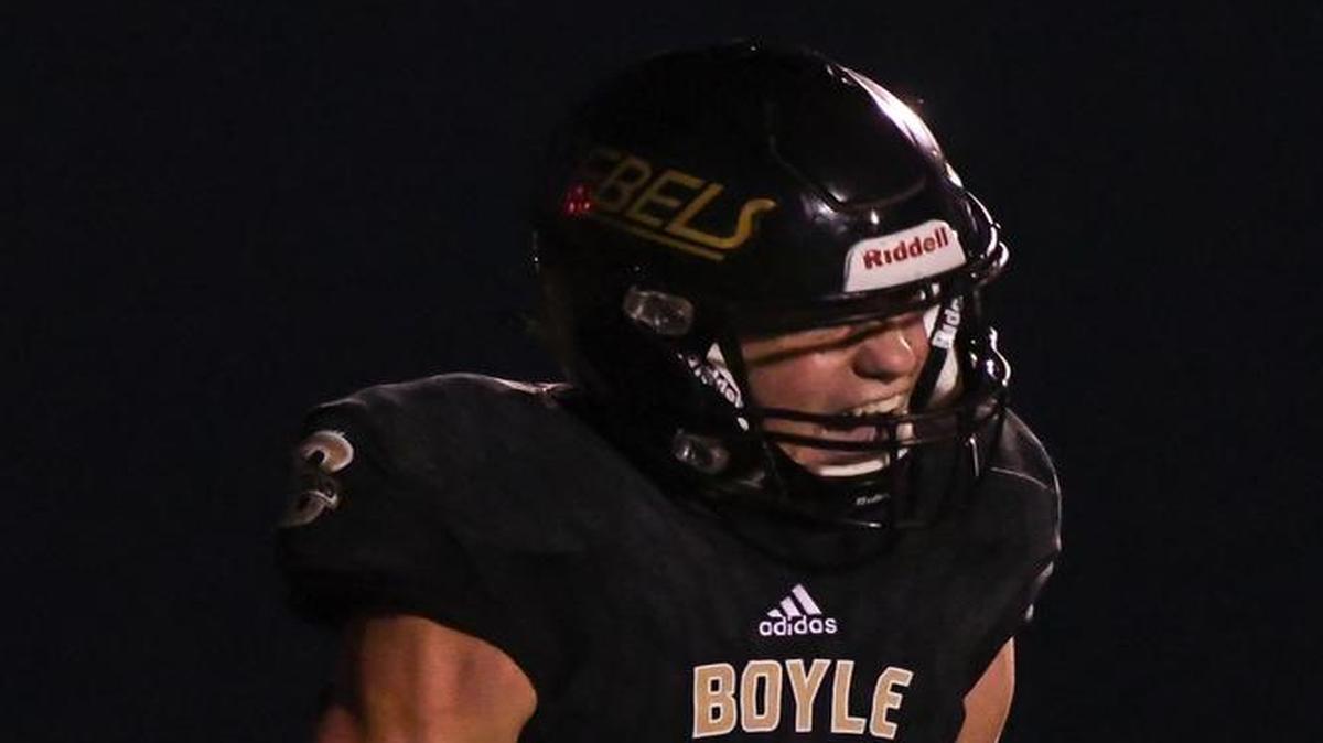 Boyle County’s Reese Smith (15) celebrated after scoring a touchdown in the first quarter against Garrard County on Friday.