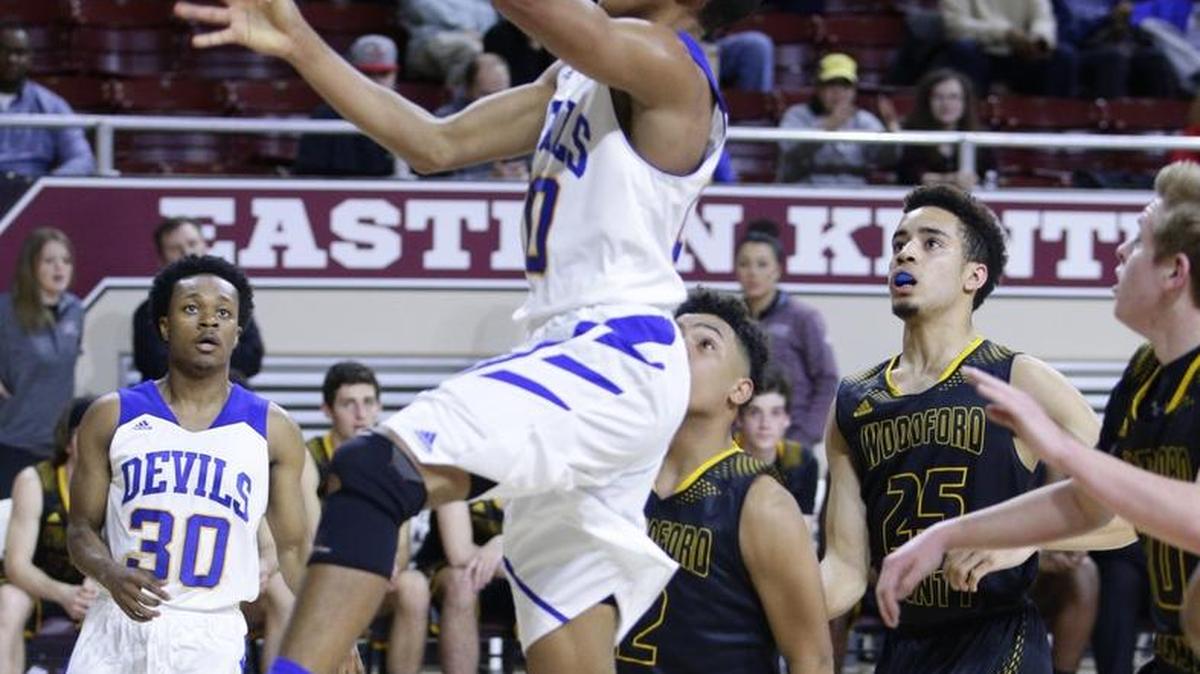 Isaiah Tisdale, drove the lane for two of his 13 first half points as Henry Clay played Woodford County in the 11th region tournament on Thursday March 3, 2016 in Richmond, Ky.