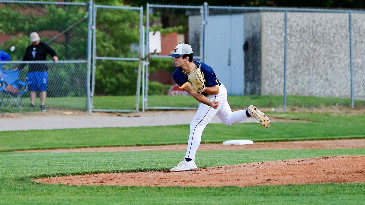 Franklin County’s Jacob Golson pitched a complete game against Henry Clay in a 4-0 win against the Blue Devils in the 11th Region baseball tournament on Tuesday.