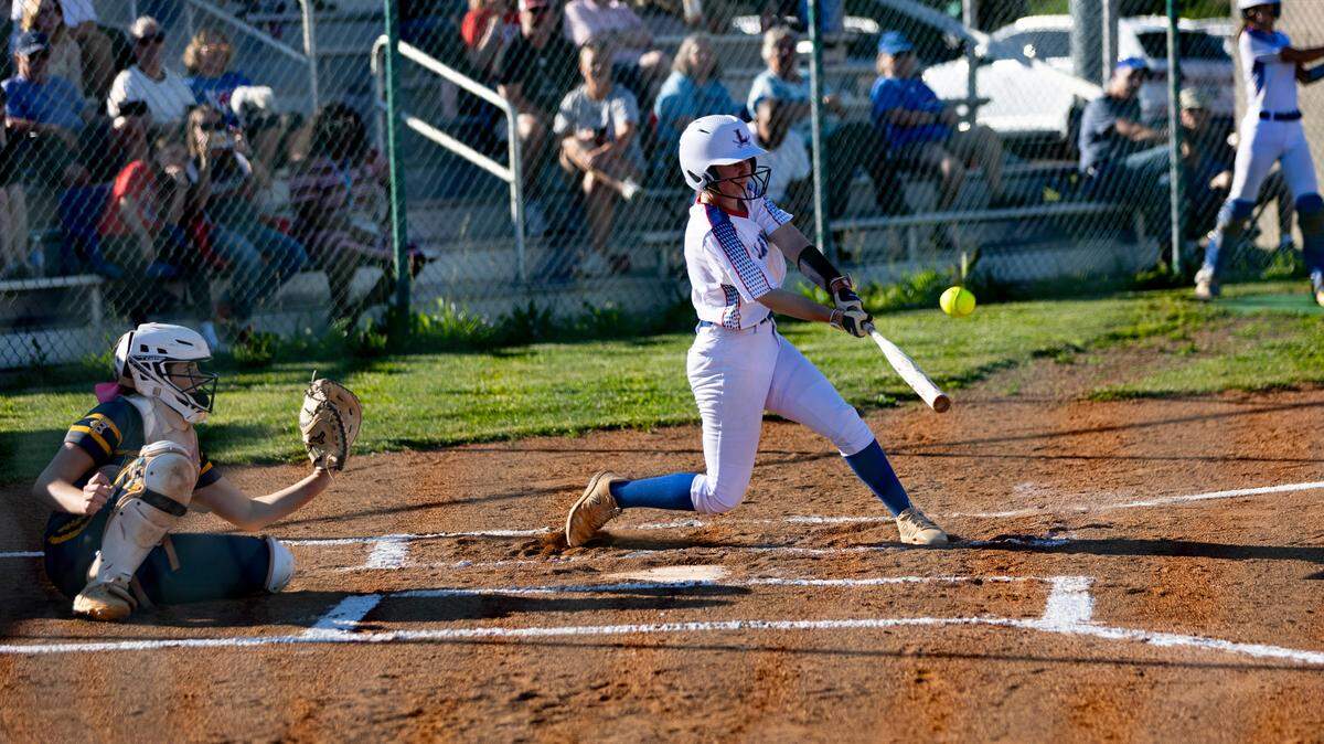 Lafayette’s Kierstyn Kelley connects for a two-run double in the first inning of the Generals’ 8-4 home against Franklin County at Lafayette High School on Wednesday.