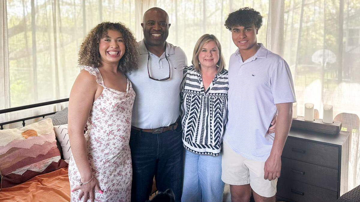 Noah Tinch, right, posed with parents Brett and Angie, center, and sister Zoe in a Easter photo on Facebook earlier this year. Noah Tinch died Thursday while fly fishing in Colorado.