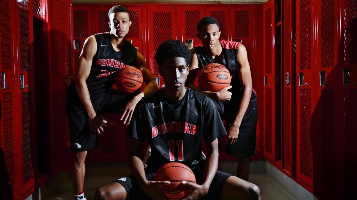 Dunbar basketball players from left: Darius Williams, Taveion Hollingsworth, and Jordan Lewis on Tuesday November 24, 2015 in Lexington, Ky.
