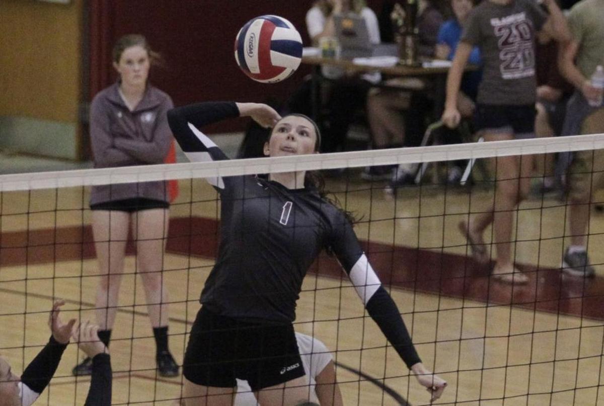 Claire Darland with the kill for Tates Creek, who played Lexington Catholic at home on on Thursday, September 22, 2016.