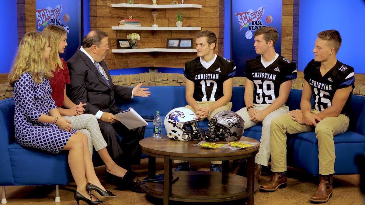 Producer Gary Ball spoke to football players from Lexington Christian Academy along with interns Karson Purdy and Grace Hager during an episode of “Scholastic Ball Report” in 2019. Since the pandemic, interviews have been done virtually.