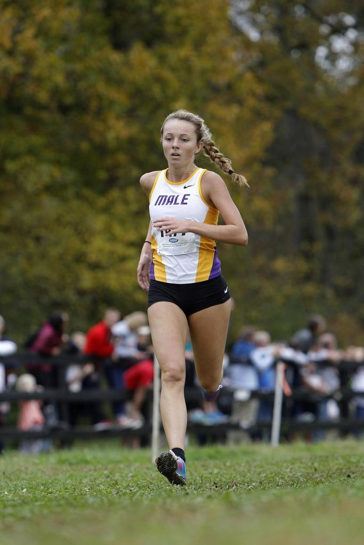 Male's Kaitlyn Lacy wins the KHSAA Class 3A Girls' State Cross Country Championship at Kentucky Horse Park in Lexington, Ky., Saturday, November 4, 2017.