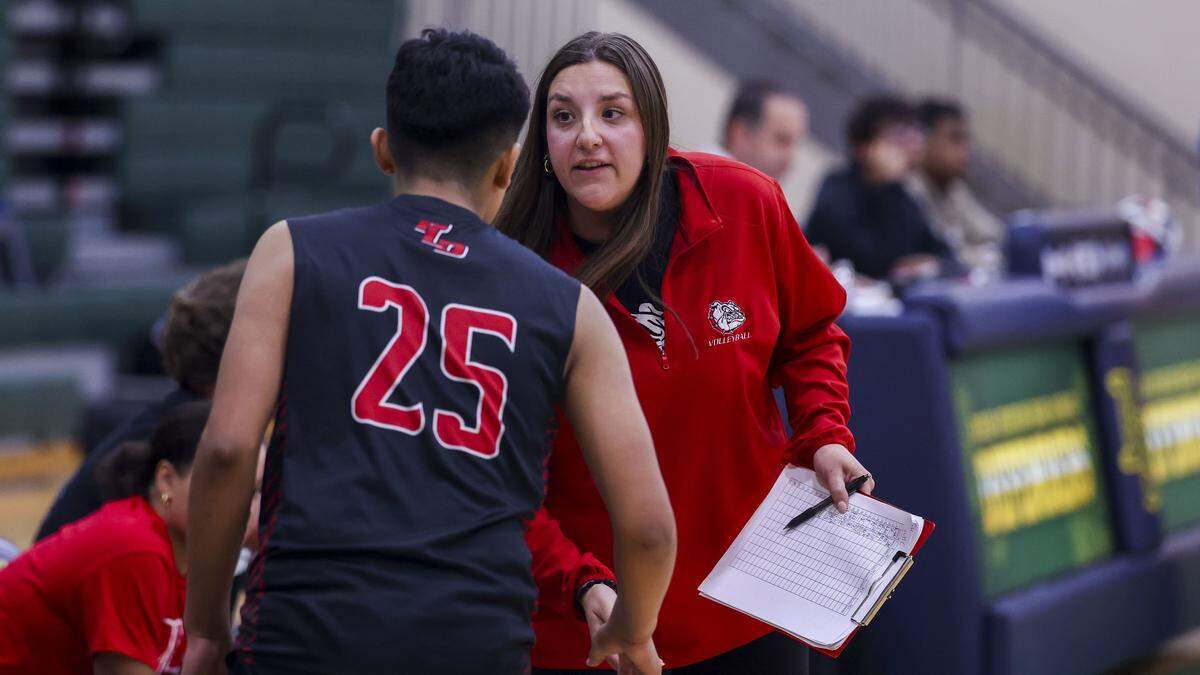 Paul Laurence Dunbar volleyball coach Abigail Shafer, pictured during last season’s 7th Region tournament, guided the Bulldogs to this season’s region final with a win Wednesday night. 