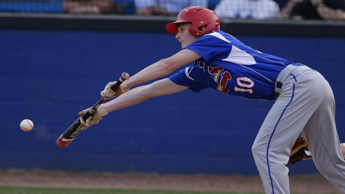 Scott County’s Cooper Robb bunted against Henry Clay on April 20 in Lexington.