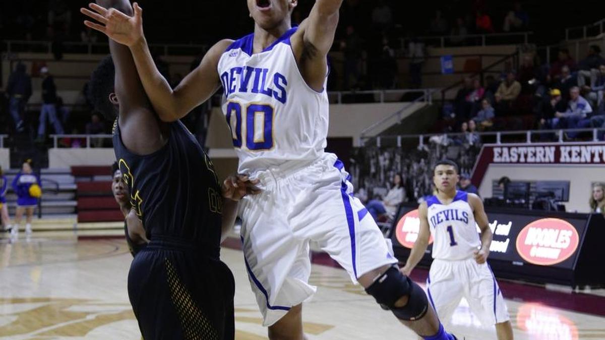 Henry Clays Isaiah Tisdale, drove the lane for a basket Henry Clay played Woodford County in the 11th region tournament on Thursday March 3, 2016 in Richmond, Ky.