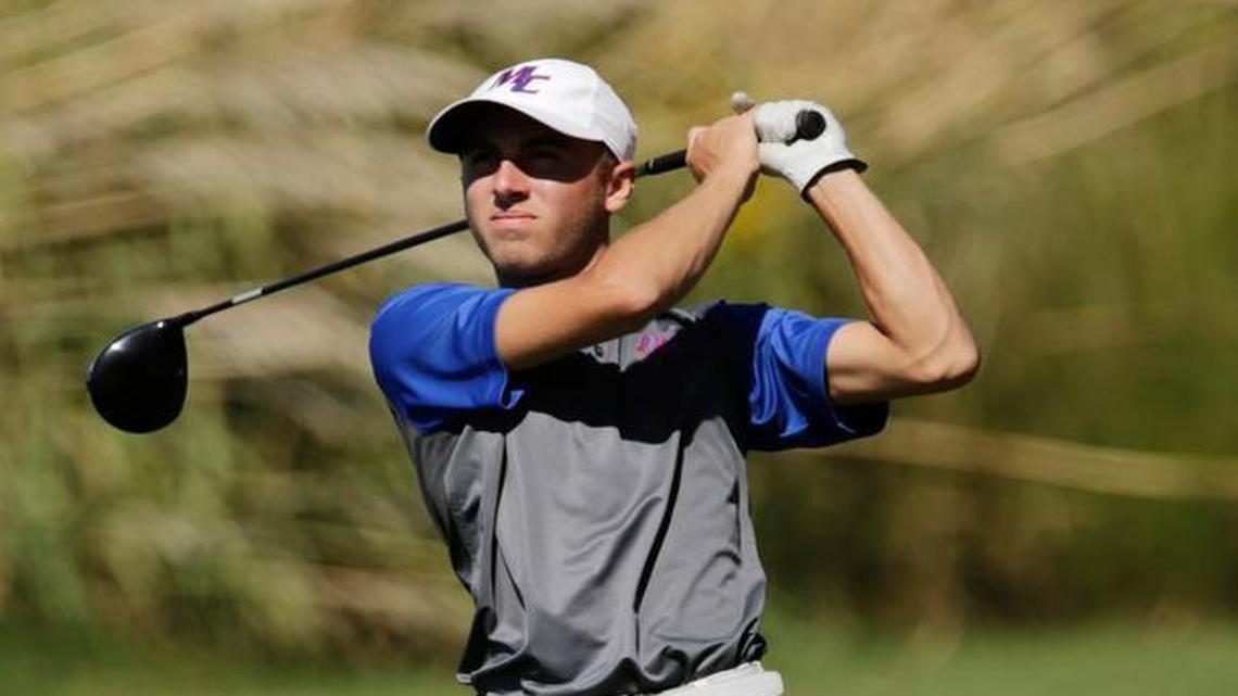 Madison Central's Zach Miller teed off the ninth hole during the 9th Region boys’ golf tournament at Kearney Hill Links in Lexington.