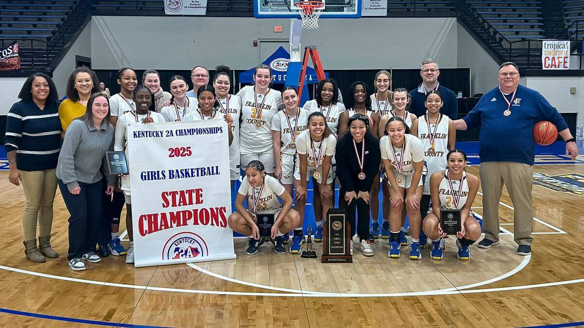 The Franklin County Flyers defeated Taylor County 46-44 to win the Kentucky 2A Championships girls basketball tournament at the Owensboro Sportscenter in Owensboro on Sunday.