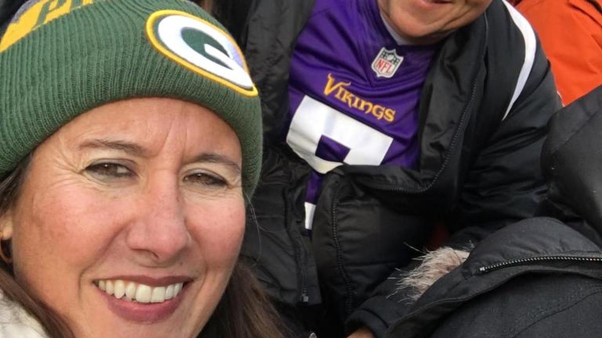 From front going clockwise: Theresa Kujawa, Arly Lankster and Bo Lankster, who attended the Minnesota Vikings’ game at the Green Bay Packers on Christmas Eve. Kujawa, who lives in the Netherlands with her husband, Mark, is Bo’s sister.