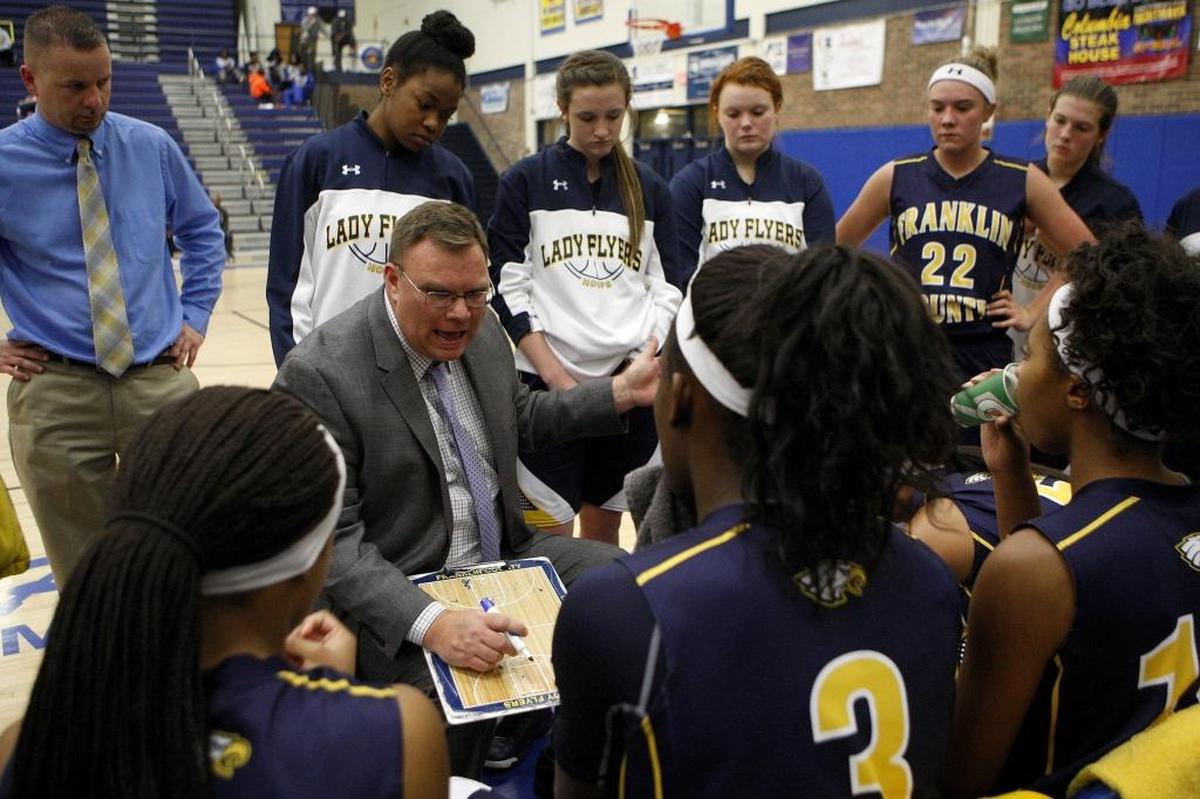 Franklin County girls’ basketball coach Joey Thacker was also offensive coordinator for the Lexington Christian Academy football team.