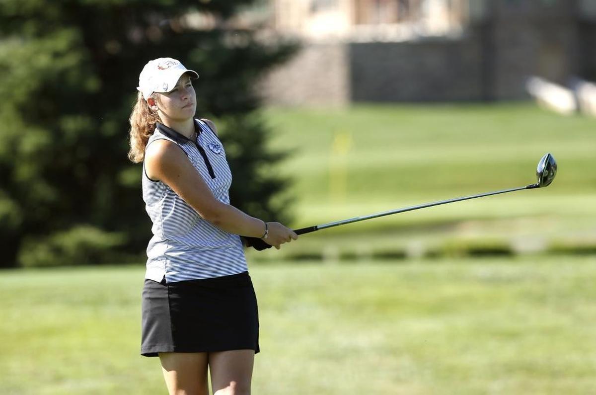 Sarah Black, Paul Laurence Dunbar, teed off on the first hole during the Girls 7th Region golf tournament played at the Keene Trace Golf Club Keene Run Course, 5600 Harrodsburg Rd, Nicholasville, KY, Ky., Tuesday, September 26, 2017.