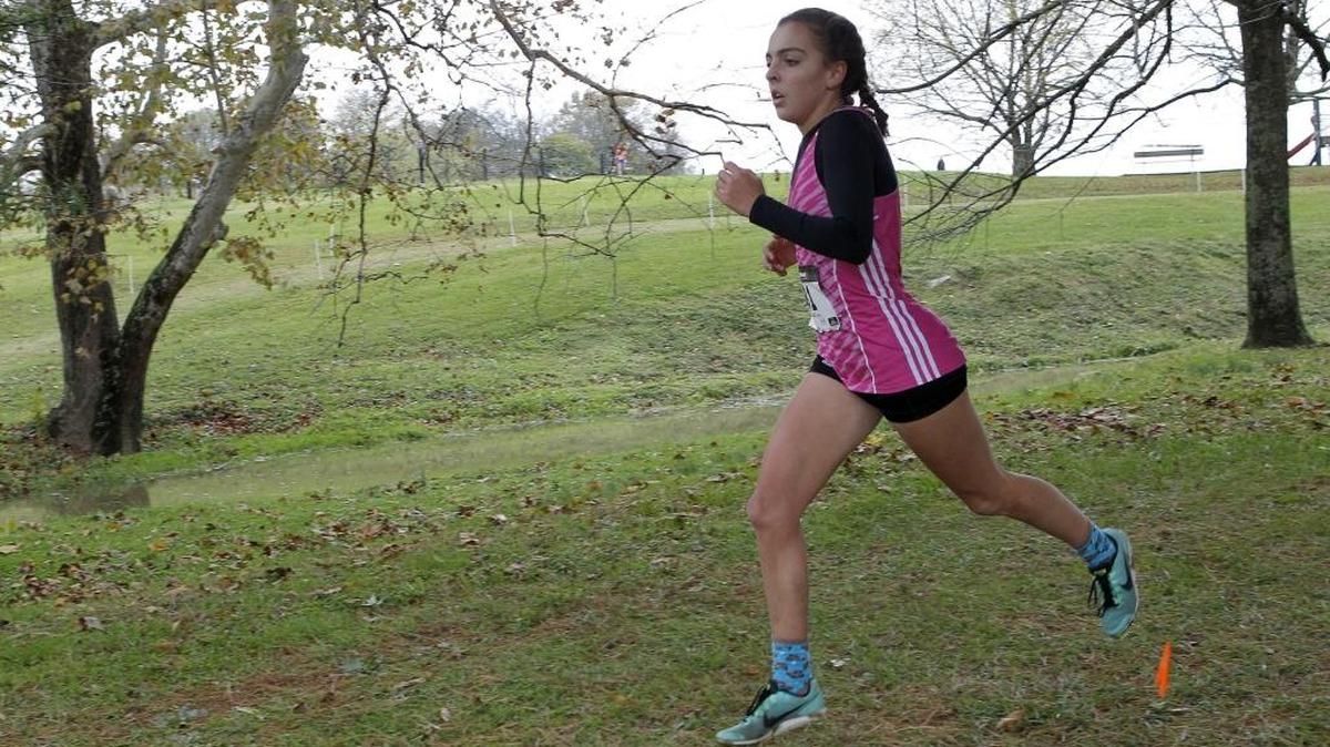 Tates Creek’s Jenna Strong won her fourth straight Class 3A, 6th Region cross country title Saturday in Danville. She’s pictured here during last year’s regional at Lykins Park in Winchester, Kentucky on October 28, 2017.