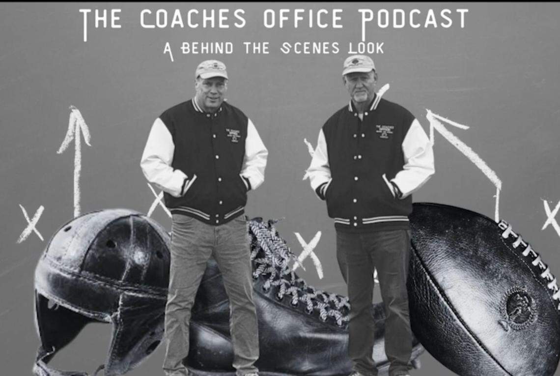Anderson County coach David Buchanan, left, and former Boyle County coach Chuck Smith host “The Coaches Office” podcast on multiple platforms. It offers a behind-the-scenes look at Kentucky high school football.